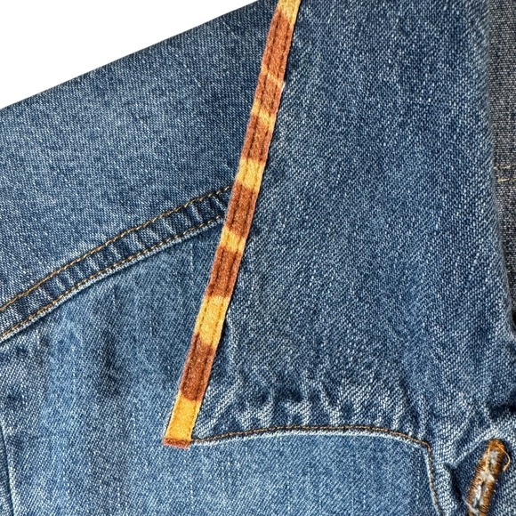 Ease Sport Women's 18W Denim Button Shirt Jacket‎ Blue Leopard Trim Western - Picture 4 of 8